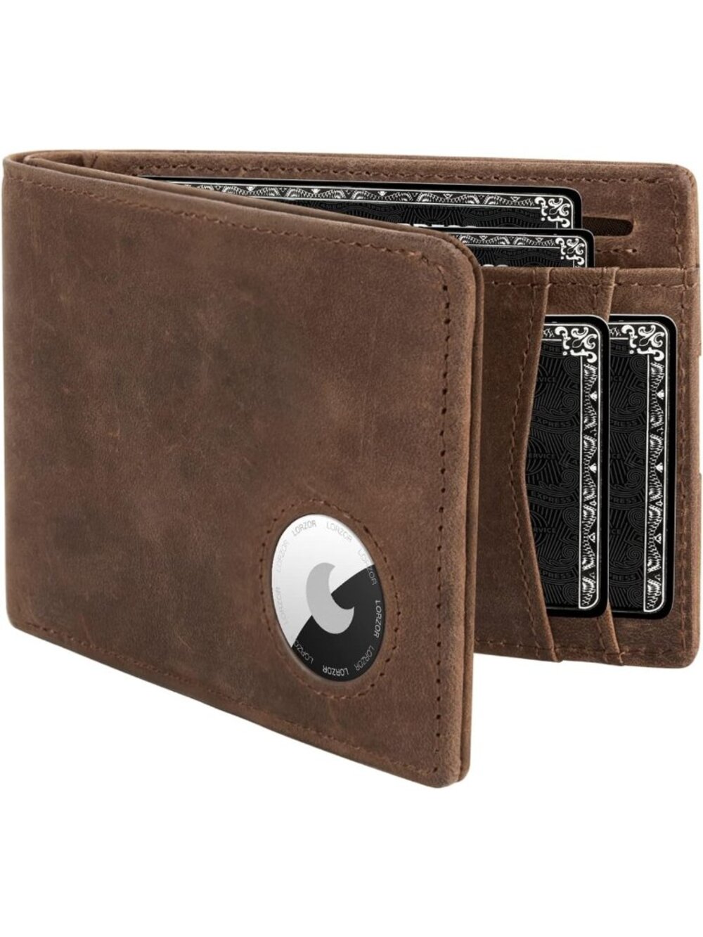 Minimalist Leather Wallet for Men, RFID Blocking, Front Pocket, Holds 12 Cards